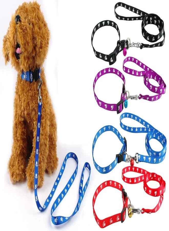 Pups&Pets طقم طوق ومقود من النايلون من Pups&Pets، قطعة واحدة، مطبوع عليه صورة جرو، طوق نايلون قابل للتعديل مع مقود لمقاس صغير جدًا، سهل الفتح وجيد التهوية، مناسب للجراء والكلاب والقطط، 10 مم (أسود) - Image 1